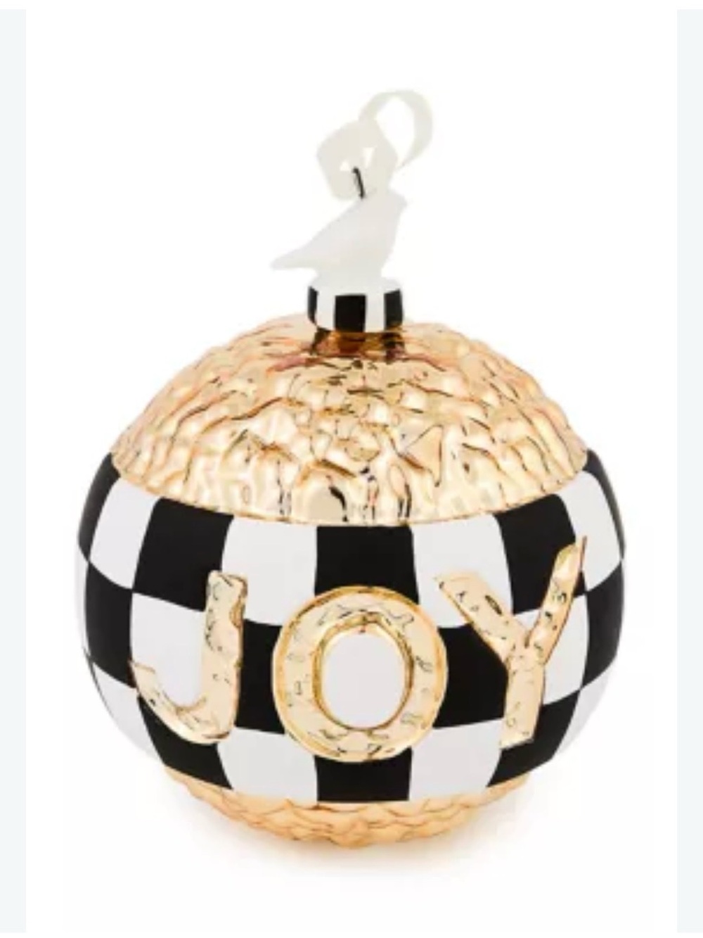 MacKenzie-Childs Courtly Noel JOY Glass Ball Ornament NIB